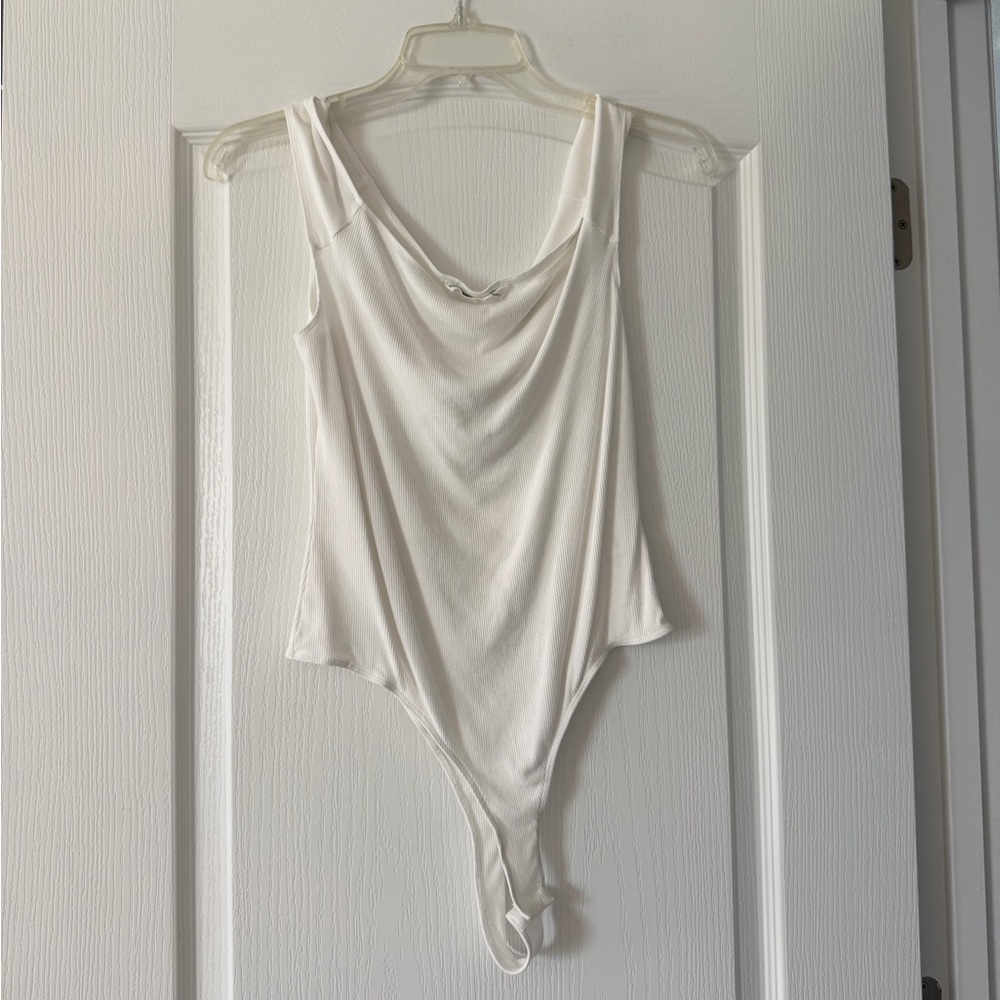Elodie White Sleeveless Bodysuit High Neck large